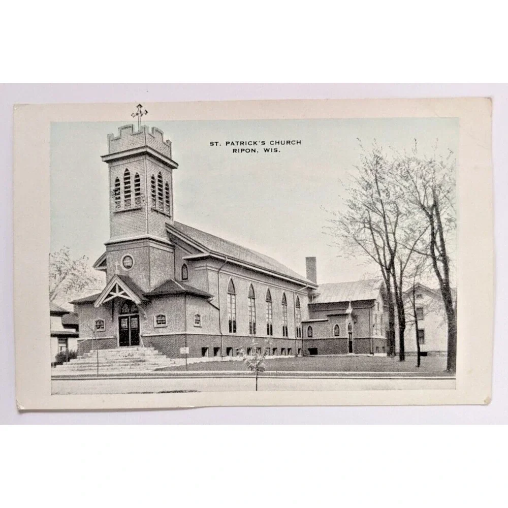 St. Patrick's Catholic Church Ripon Wisconsin WI Vintage White Border‎ Postcard